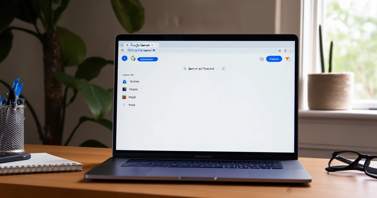 Google Gemini tekoälychatbot käyttöliittymä kannettavalla tietokoneella